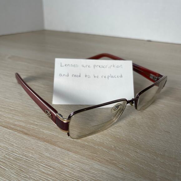 Gucci GG2870 IQA Eyeglasses Half Rim Brown/Purple 55-16-135 READ - Picture 1 of 10
